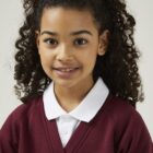 Close up of Trutex Maroon school sweat cardigan showing buttons, stitching and quality materials