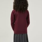 Back view of Trutex Maroon school cardigan made from durable sweat fabric with soft brushed inner fabric