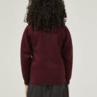 Back view of Trutex claret green school cardigan made from durable sweat fabric with soft brushed inner fabric