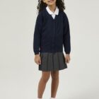 Ink blue Trutex swear cardigan with button front, ribbed cuffs, and schoolwear fit