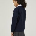 Trutex ink blue sweat cardigan featuring soft fabric, v-neck style, and front pockets, ideal for school uniform