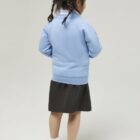 Trutex sky blue sweat cardigan featuring soft fabric, v-neck style, and front pockets, ideal for school uniform