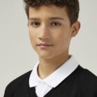 Black Trutex V-neck school jumper close up soft fabric ribbed cuffs detail