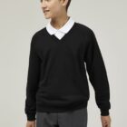 Black Trutex school V-neck sweatshirt front view unisex school uniform jumper
