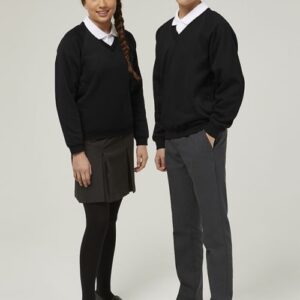 Trutex V-neck school sweatshirt Black durable low pill uniform jumper