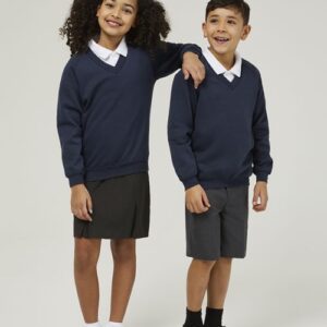 Trutex V-neck school sweatshirt Navy durable low pill uniform jumper