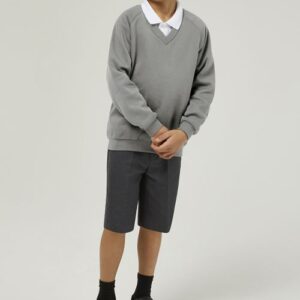 Trutex V-neck school sweatshirt marl grey durable low pill uniform jumper