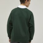 Bottle Green V-neck uniform sweatshirt back view durable everyday school jumper
