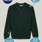 Features of bottle green Trutex unisex v-neck school sweatshirt - comfortable fit schoolwear