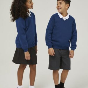 Trutex V-neck school sweatshirt Royal Blue durable low pill uniform jumper