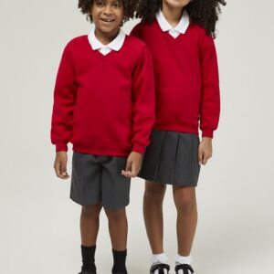 Trutex V-neck school sweatshirt Scarlet Red durable low pill uniform jumper