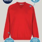 Features of scarlet red Trutex unisex v-neck school sweatshirt - comfortable fit schoolwear