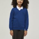 Cobalt Blue V-Neck school sweatshirt worn with polo shirt smart V-neck school uniform looK