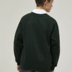 Forest Green V-neck uniform sweatshirt back view durable everyday school jumper