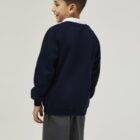 Ink Blue V-neck uniform sweatshirt back view durable everyday school jumper
