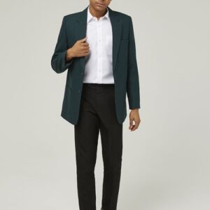 Green Boys stain resistant school blazer front view with classic three pocket desigN