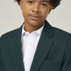 Boys stain resistant school blazer close-up of durable fabric and lapel stitching