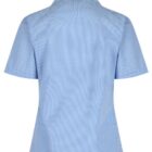 Back view of short sleeve revere collar school blouse showing fit and shape