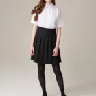 Girls white short sleeve non-iron school blouse front view
