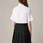Girls white short sleeve non-iron school blouse back view