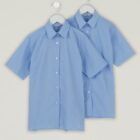 Twin pack of girls easy care school blouses in blue