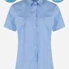 Features of blue short sleeve school blouse twin pack