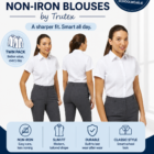 Short Sleeve Slim Fit Non- Iron School Blouse Twin Pack