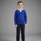 Royal blue V-neck school jumper by Hunter schoolwear