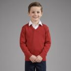 Red V-neck school jumper by Hunter schoolwear