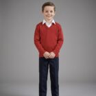 Red V-neck school jumper by Hunter schoolwear