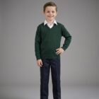 Bottle Green V-Neck School Jumper by Hunter Schoolwear