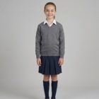 Grey V-neck school jumper by Hunter schoolwear