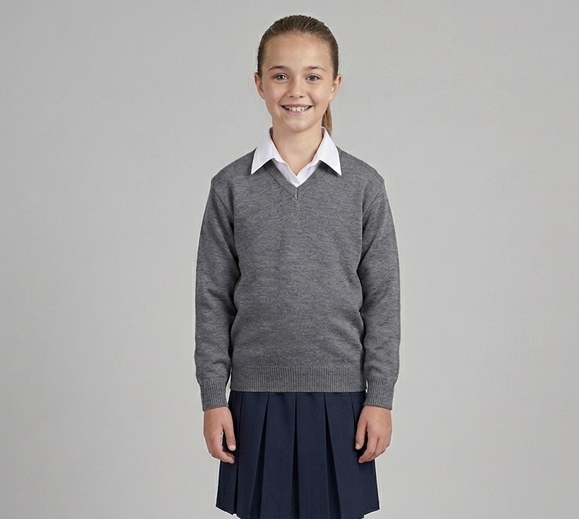 Grey V-neck school jumper by Hunter schoolwear Grey V-neck school jumper by Hunter schoolwear
