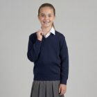 Navy V-neck school jumper by Hunter schoolwear