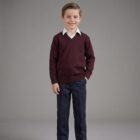 Wine V-Neck School Pullover by Hunter Schoolwear