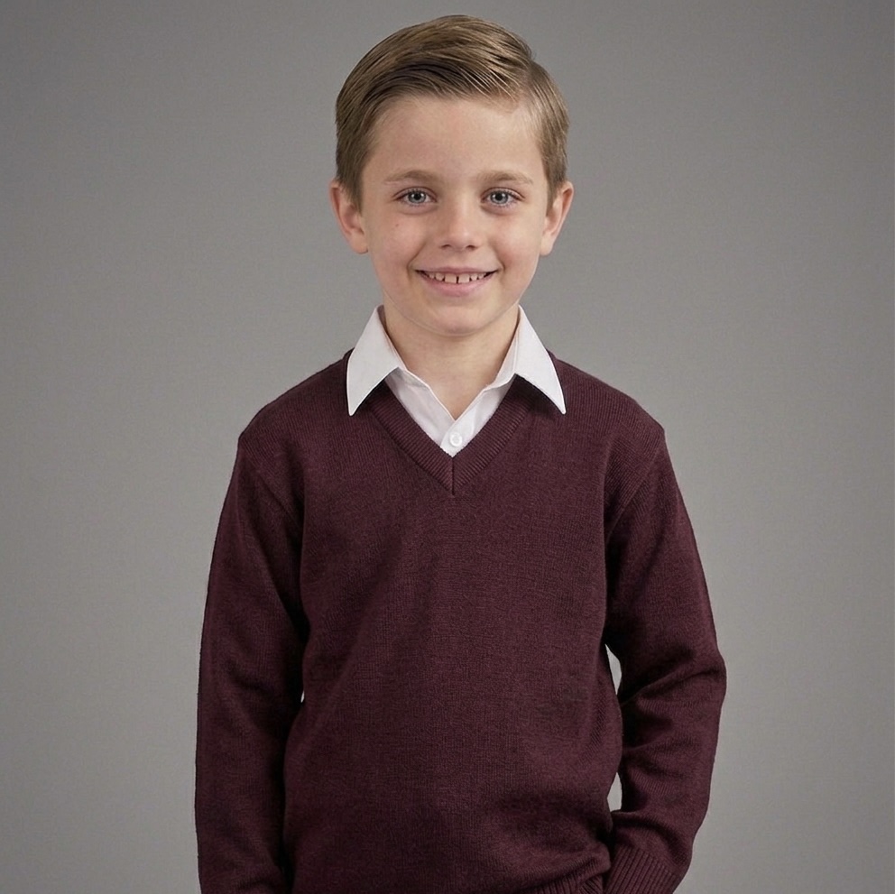 Wine V-Neck School Pullover by Hunter Schoolwear