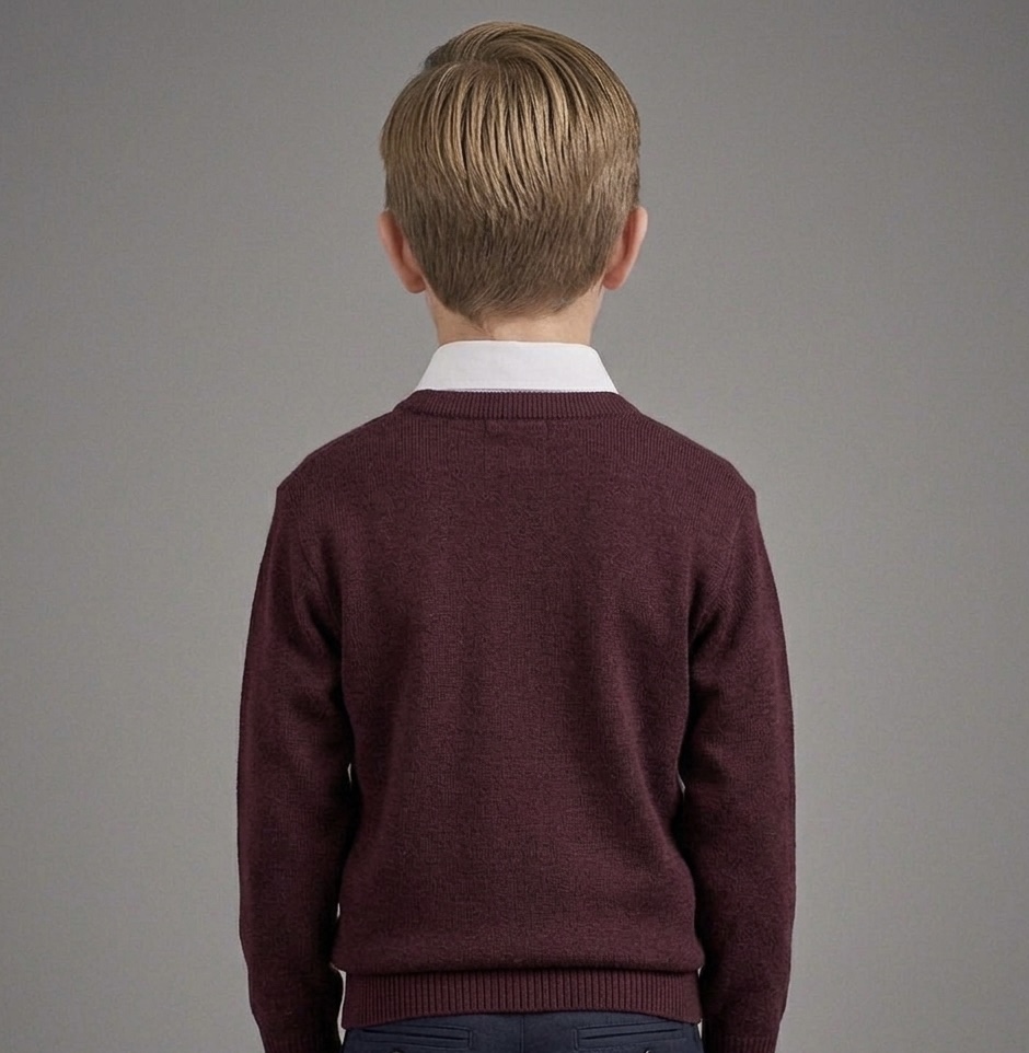 Wine V-Neck School Pullover by Hunter Schoolwear