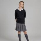 Black V-neck school jumper by Hunter schoolwear