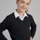 Black V-neck school jumper by Hunter schoolwear