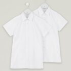 Trutex slim fit short sleeve white school blouse twin pack