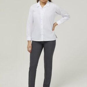 Revere collar school blouse - regular fit and long sleeve