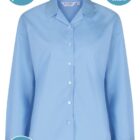 Features of revere collar blouse
