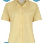 Features of revere collar blouse