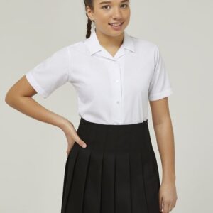 Revere collar school blouse - regular fit and short sleeve