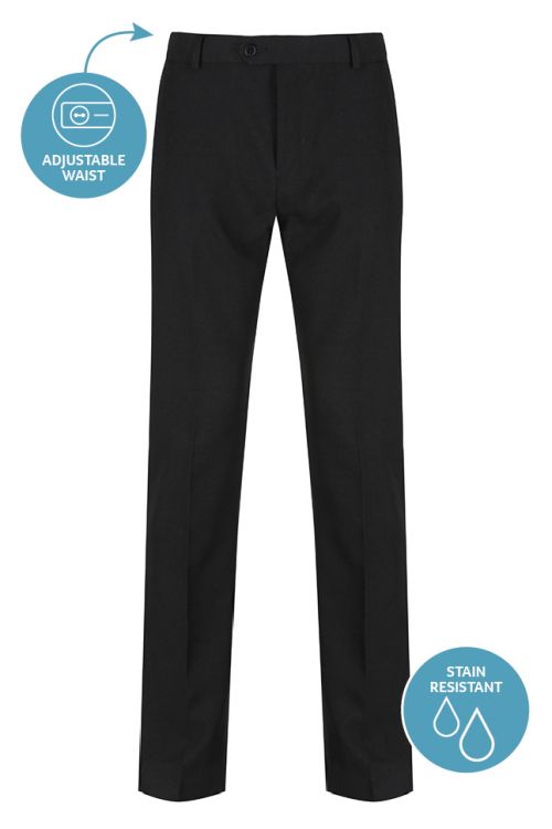 Features of Black Contemporary School Trousers by Trutex